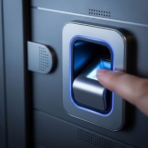 Close-Up On A Sophisticated Biometric Fingerprint Scanner