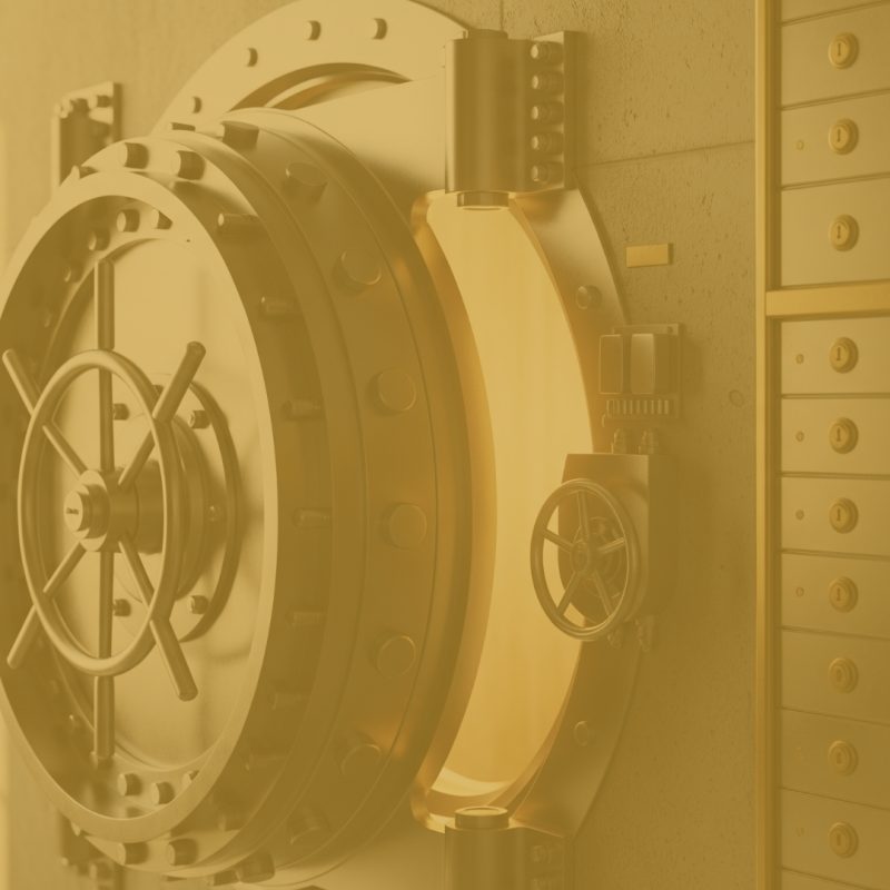 Vault Door Slightly Open With Warm Light Spilling Out